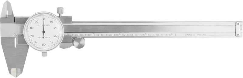 CME Dial Calipers, 0 to 6" Measurement Range, 0.001" Measurement Increment, ±0.002" Accuracy, White Dial Face Color